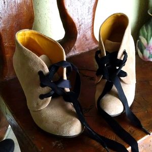 Beige Booties sz 36 3'.5" platform heels